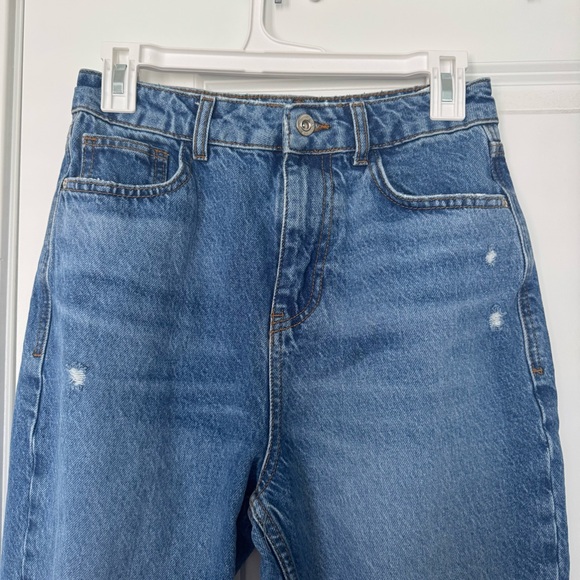 Zara High Waisted Distressed Blue Denim Straight Women's Jeans Size 4 - Picture 2 of 6